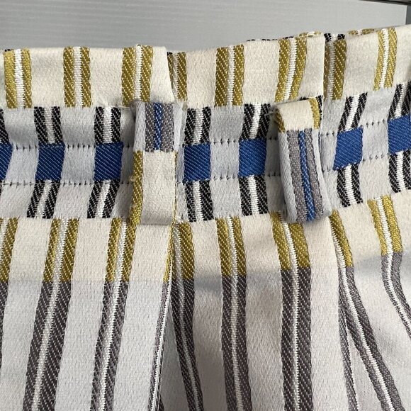 Massimo Dutti Geometric Jacquard Stripe Pockets Box Pleat A-Line Mini Skirt Sz 4 - Picture 4 of 15